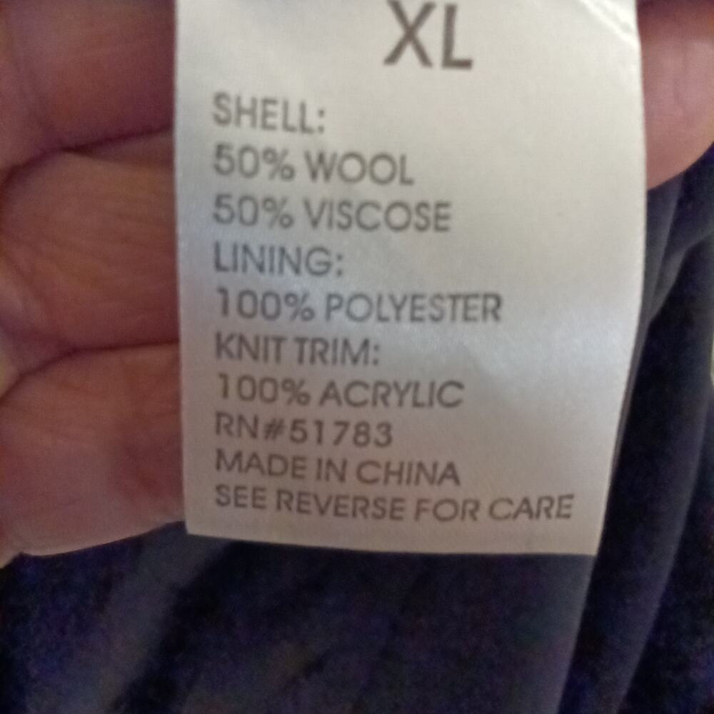 Women's Vintage 90s Wool Blend Trench Coat XL Black Lined Button Up Zip Up Belt - Picture 8 of 10